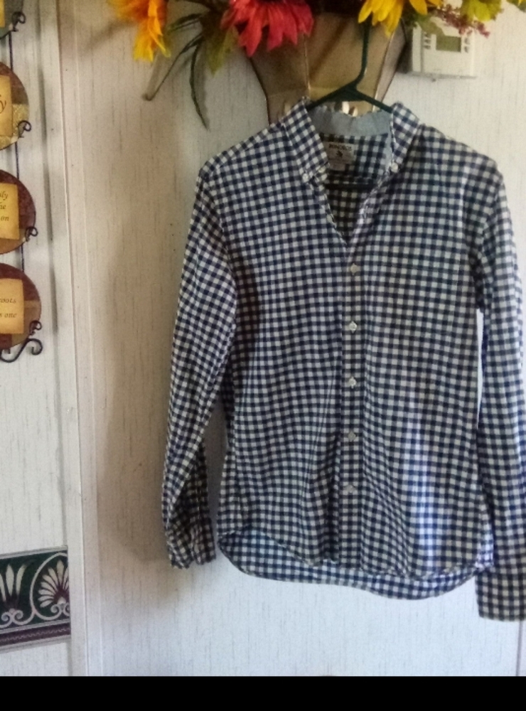 Bonobos Blue White Plaid Button Up Shirt Slim Fit Men's Size Large